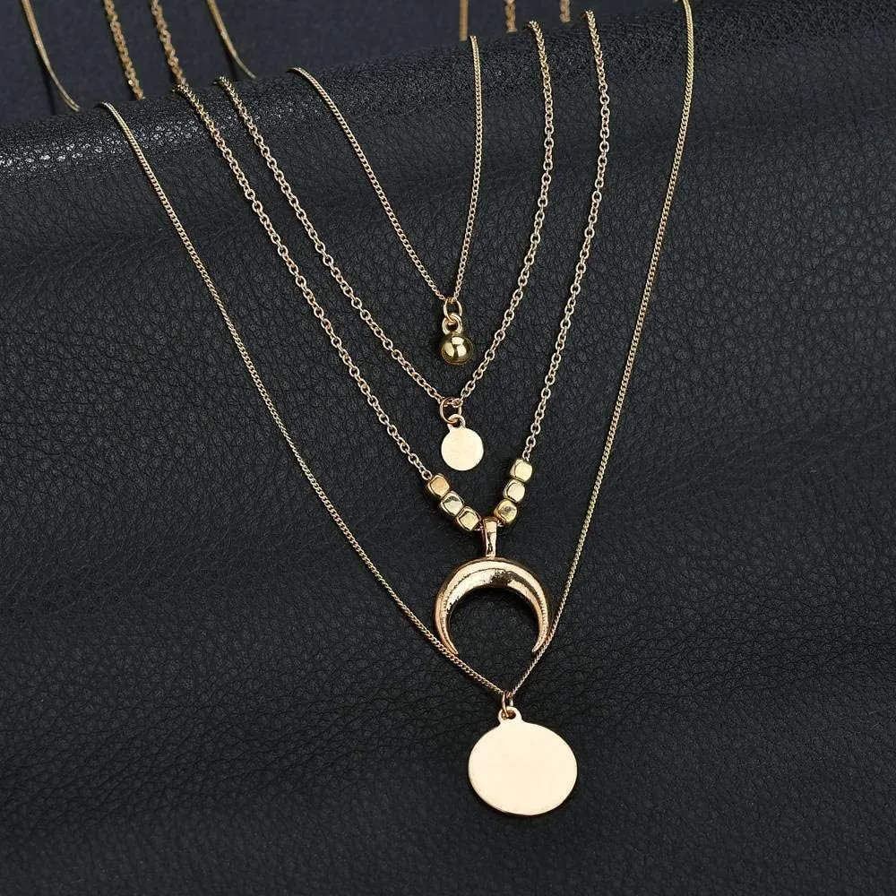 Women Multi-Layer Choker Collar Vintage Pendant Necklace Streetwear Hip Hop Anniversary Necklaces