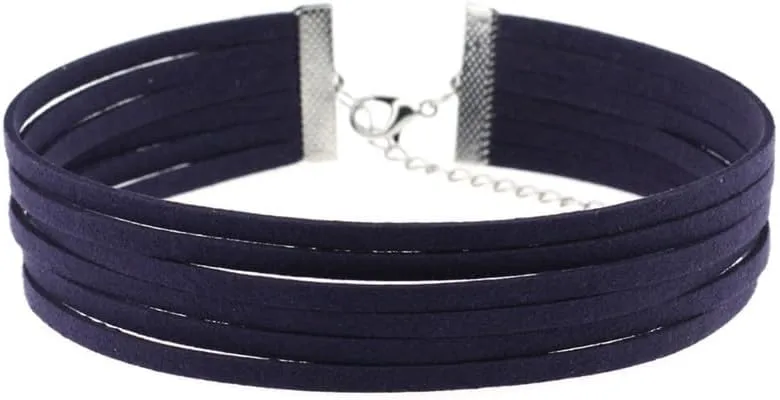 Women Multilayer Velvet Neck Collar Choker Necklace Adjustable Handmade Hip Hop Costume Cosplay Nightclub Choker