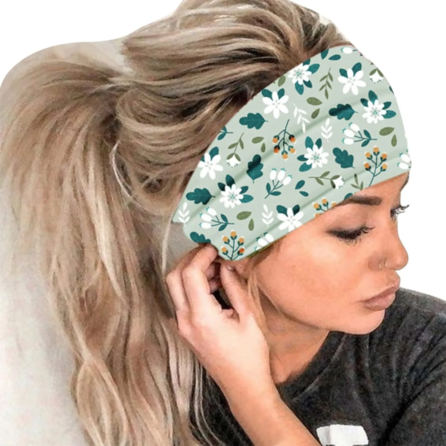 Women Print Headband Elastic Head Wrap Hair Band Bandana Headband Bulk Headbands Fitness Forehead Band Headwear Cycling