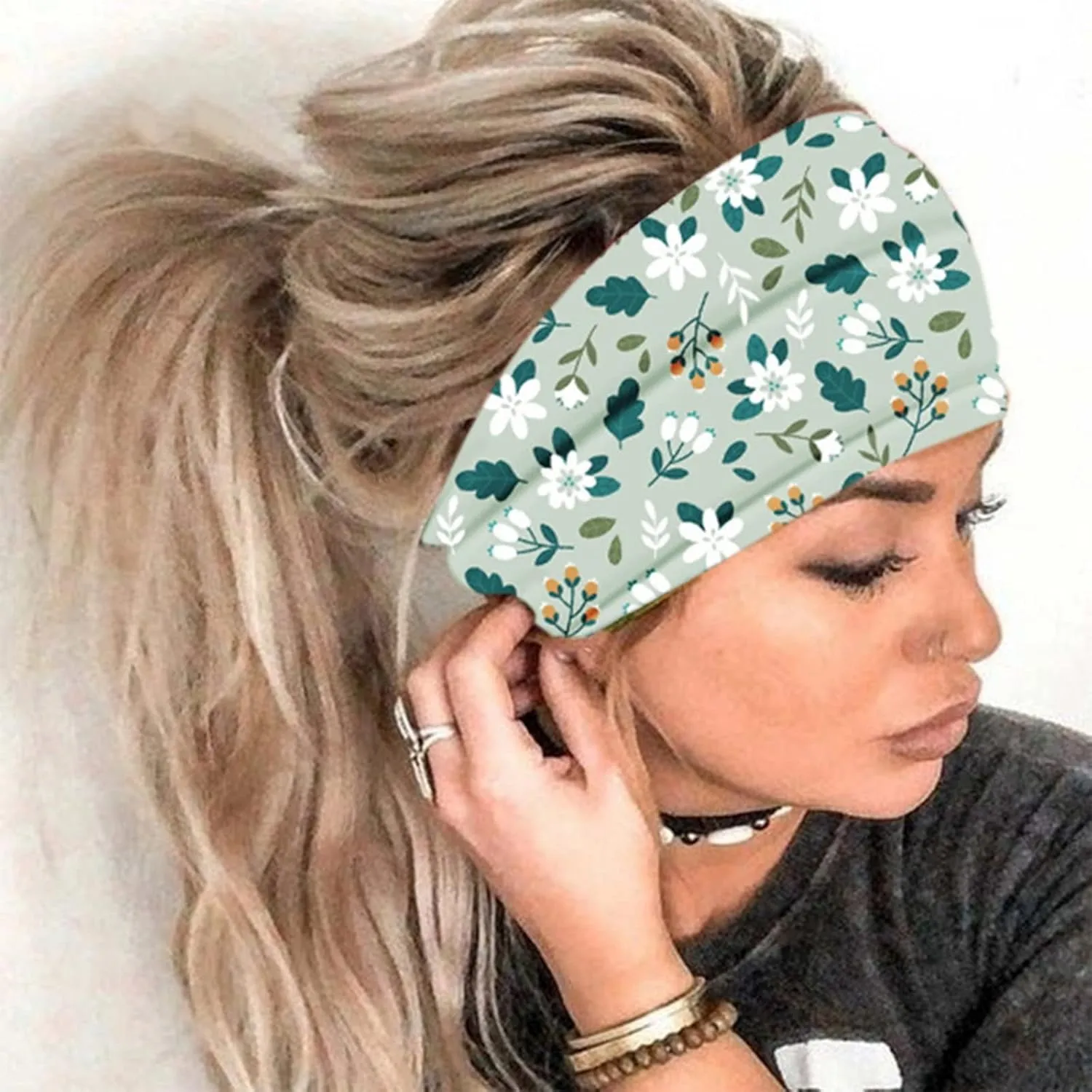 Women Print Headband Elastic Head Wrap Hair Band Bandana Headband Bulk Headbands Fitness Forehead Band Headwear Cycling