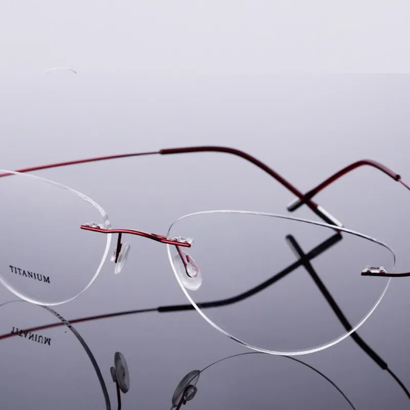 Women's Eyeglasses Flexible Memory Titanium Rimless N20003
