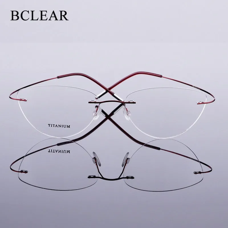 Women's Eyeglasses Flexible Memory Titanium Rimless N20003