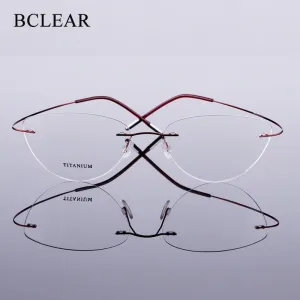 Women's Eyeglasses Flexible Memory Titanium Rimless N20003