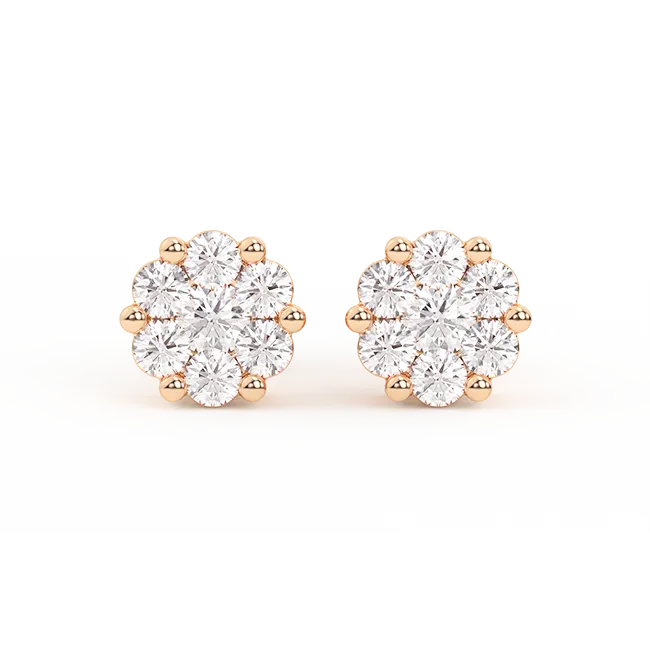 Women's Flower Cluster Diamond Stud Earrings 0.29ct 14K Gold