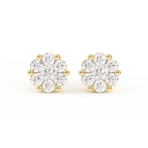 Women's Flower Cluster Diamond Stud Earrings 0.29ct 14K Gold
