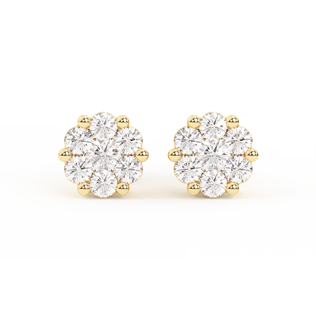Women's Flower Cluster Diamond Stud Earrings 0.29ct 14K Gold