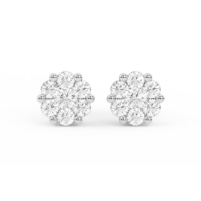 Women's Flower Cluster Diamond Stud Earrings 0.29ct 14K Gold