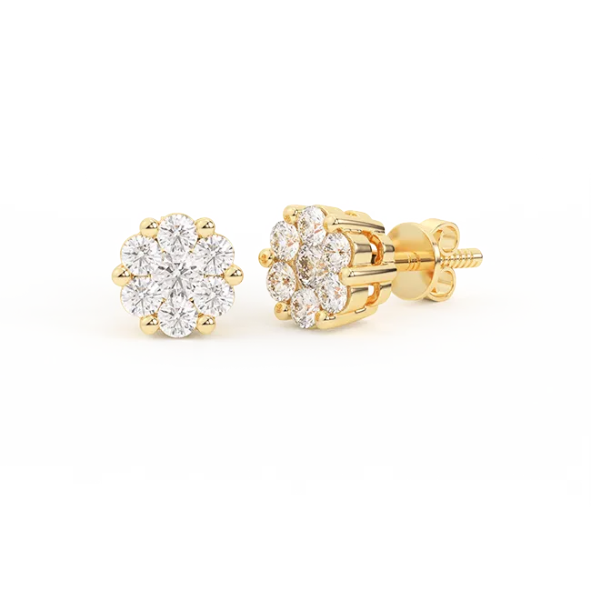 Women's Flower Cluster Diamond Stud Earrings 0.29ct 14K Gold