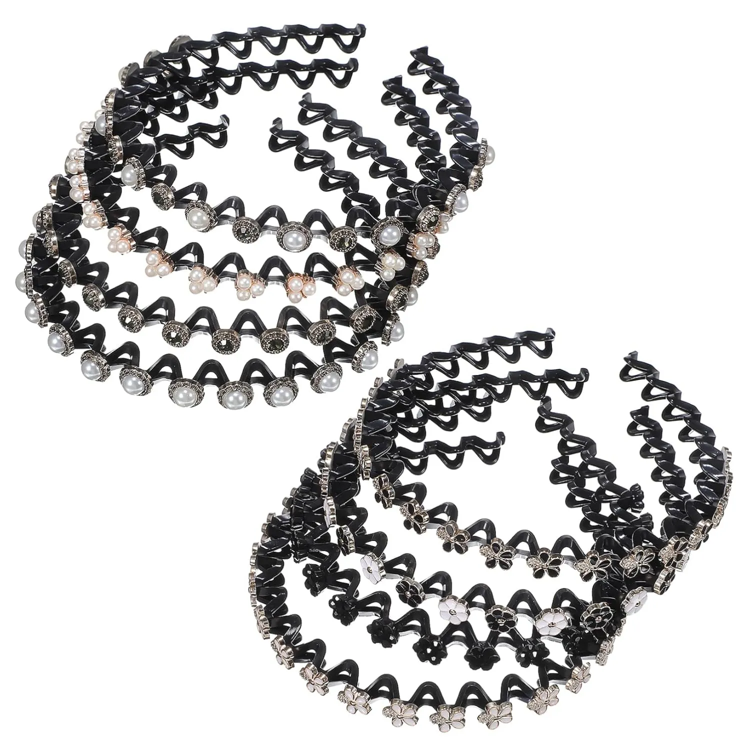 Womens Hair Accessories Short Hair Accessories for Women Pearl Headbands for Women Wavy Headband