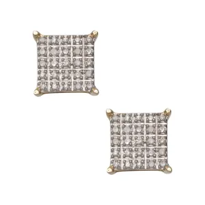 Women's Micro-Pavé Square Diamond Stud Earrings 0.18ct 10K Yellow Gold