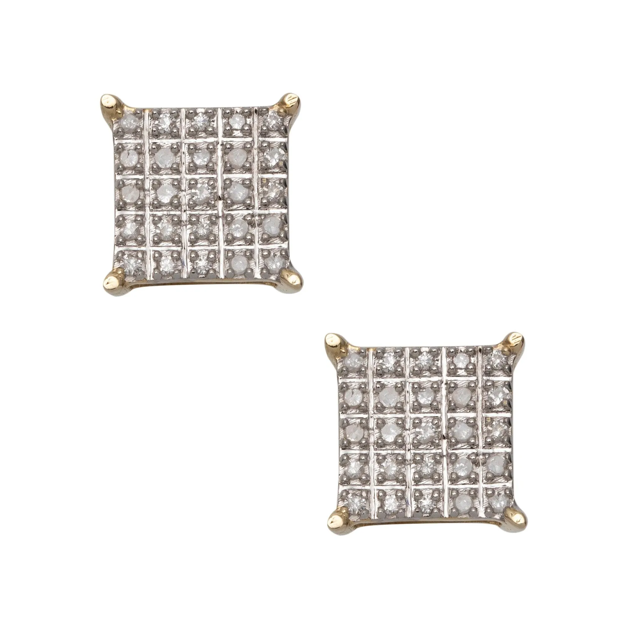 Women's Micro-Pavé Square Diamond Stud Earrings 0.18ct 10K Yellow Gold