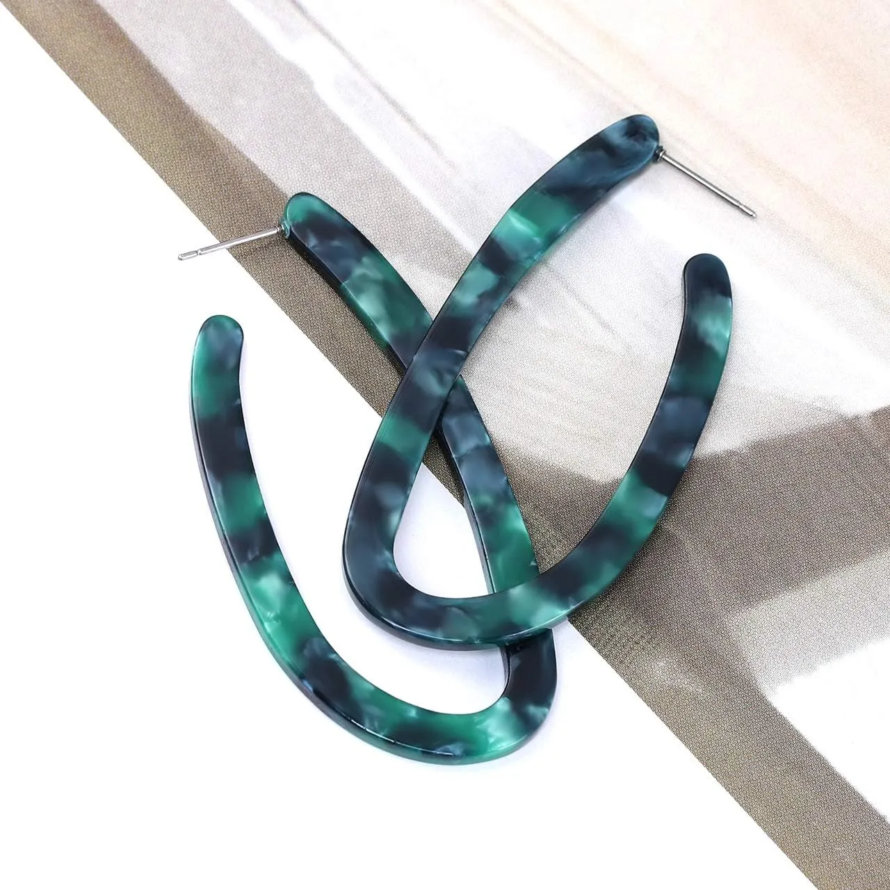 Women’s Mottled Hoop Earrings Bohemia Acrylic Resin Hoops Stud Earrings