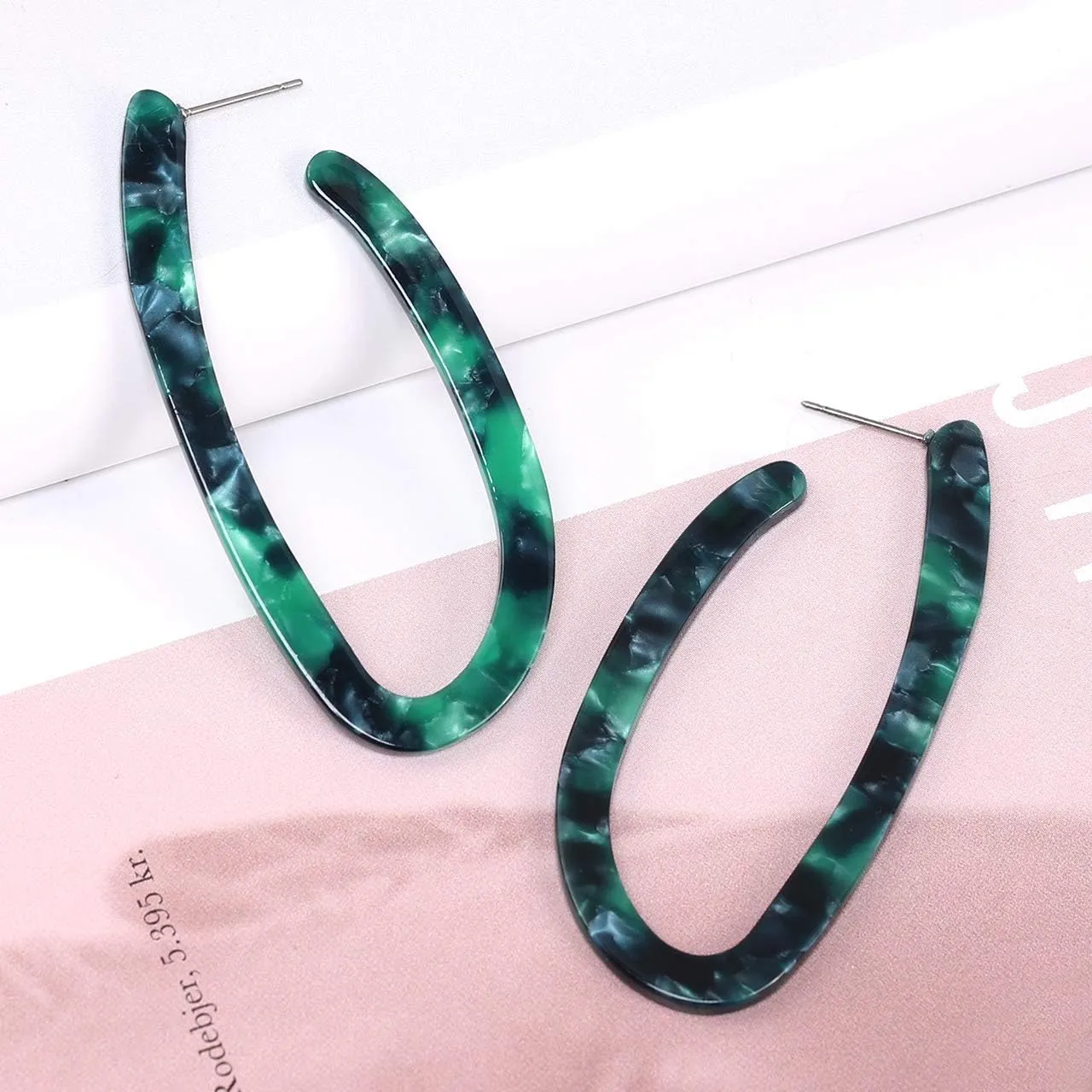 Women’s Mottled Hoop Earrings Bohemia Acrylic Resin Hoops Stud Earrings