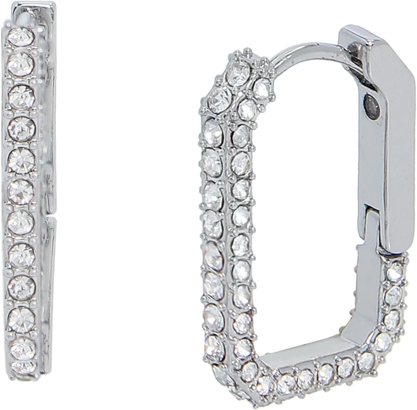 Women's Pavé Geometric Link Hoop Earrings