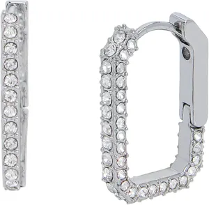 Women's Pavé Geometric Link Hoop Earrings