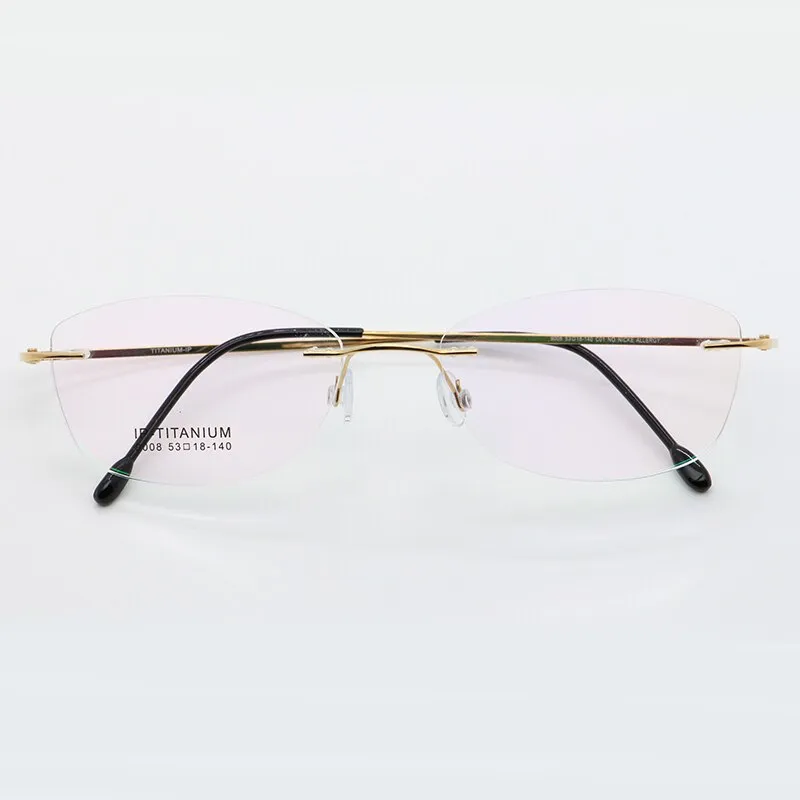 Women's Rimless Titanium Frame Eyeglasses Customizable Lenses 9008
