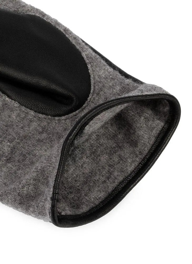 Women's Touchscreen Three-Point Wool and Leather Gloves
