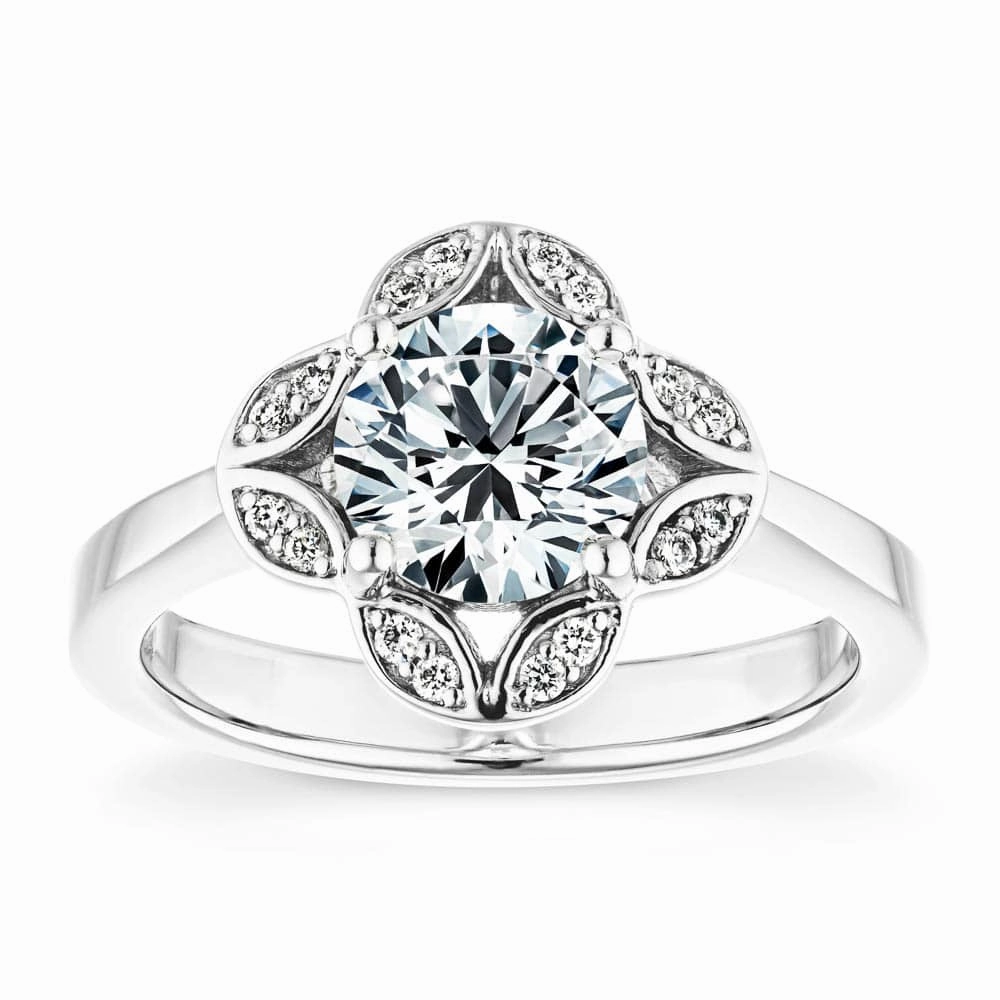 Relaxed Style Low-Cost Symbol Grace Round Lab Grown Diamond Vintage Floral Halo Engagement Ring