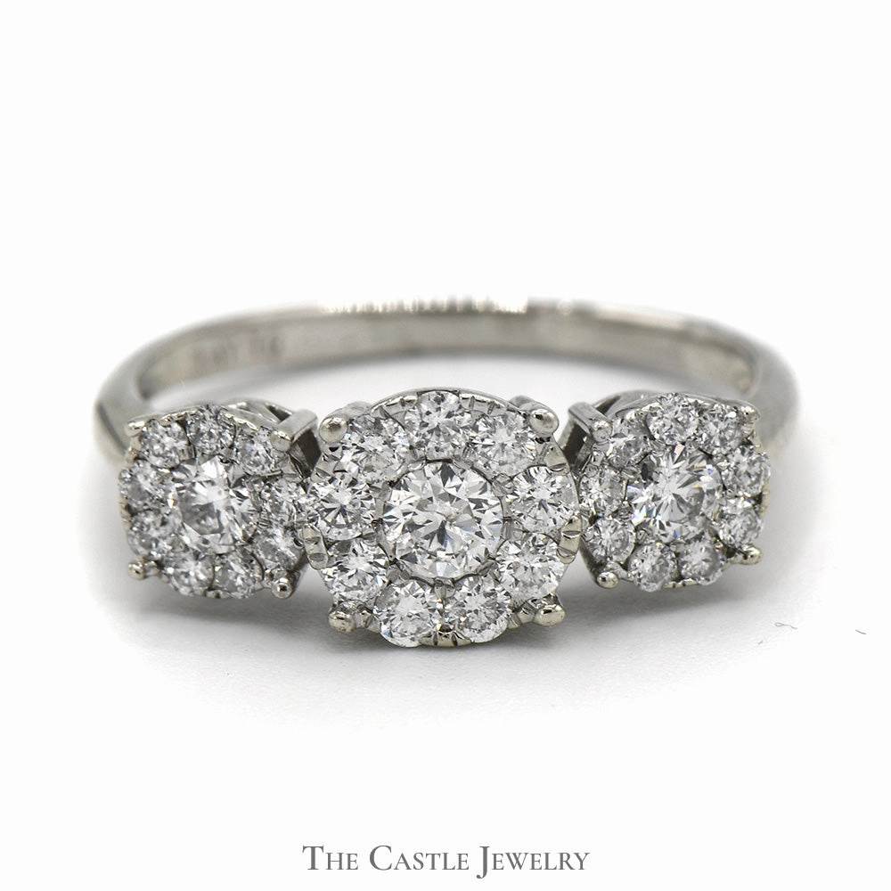Lustrous Accent 1cttw Triple Round Diamond Cluster Ring in Platinum