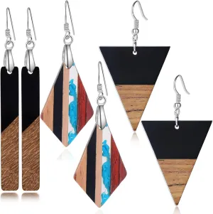 Wood Earring, Wooden Earrings for Women, Boho Earrings Women Dangling Bohemian Statement Earrings with Gifts Packing