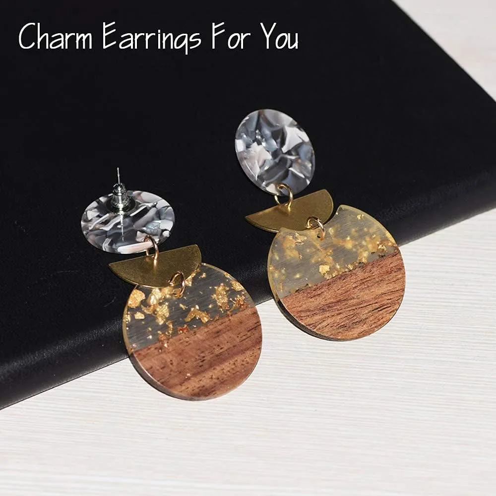 Wood Earring, Wooden Earrings for Women, Boho Earrings Women Dangling Statement Earrings with Gifts Packing