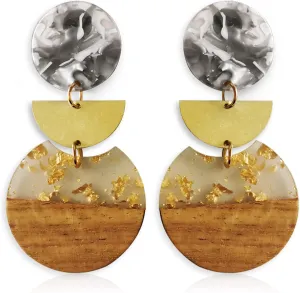Wood Earring, Wooden Earrings for Women, Boho Earrings Women Dangling Statement Earrings with Gifts Packing