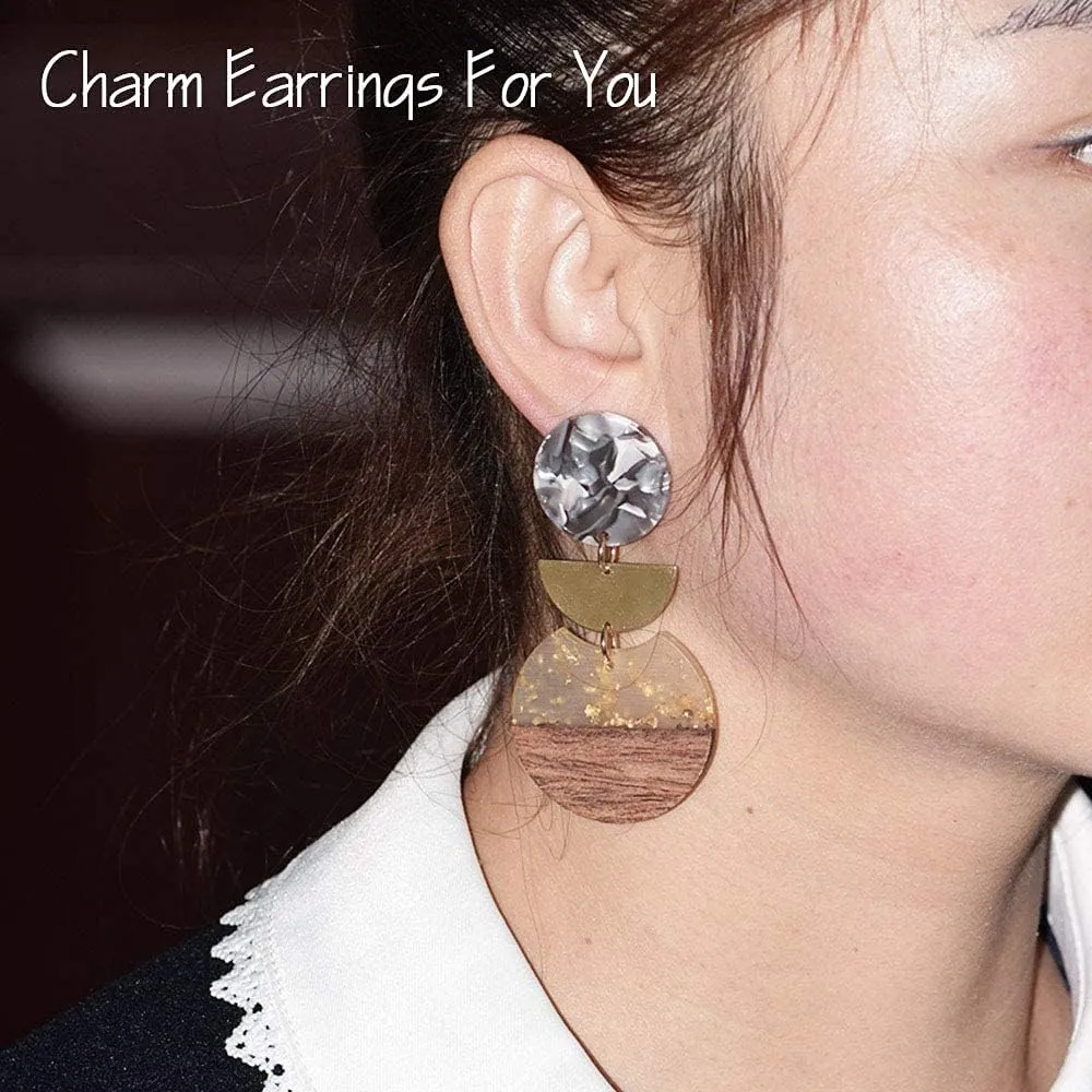 Wood Earring, Wooden Earrings for Women, Boho Earrings Women Dangling Statement Earrings with Gifts Packing
