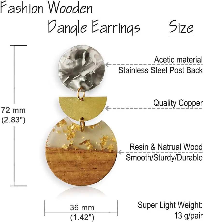 Wood Earring, Wooden Earrings for Women, Boho Earrings Women Dangling Statement Earrings with Gifts Packing