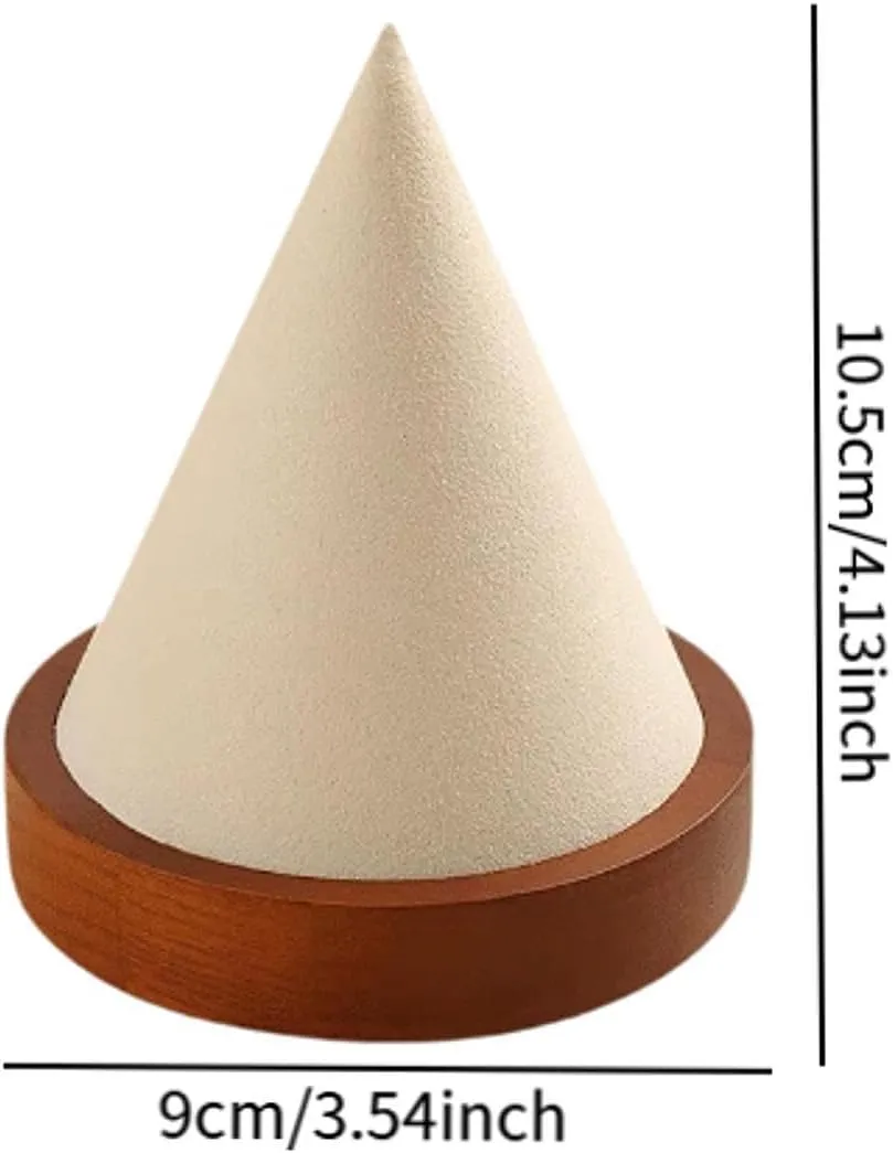 Wooden Bangle Holder Watch Organizer Cone Tower Multifunction Decor Jewelry Stand Bracelet Display Stand for Bedroom Office , Beige