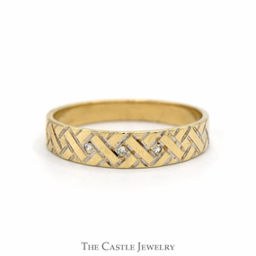 Woven Style Band with Diamond Accents in 10k Yellow Gold Fashionable Symbol Friendship Bond