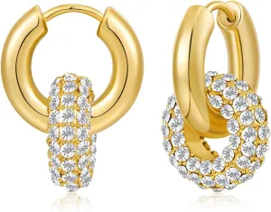 WOWORAMA Gold Heart Huggie Hoop Earrings for Women Trendy Puffy Chunky Heart Hoop Earrings Small Double Hoop Drop Earrings