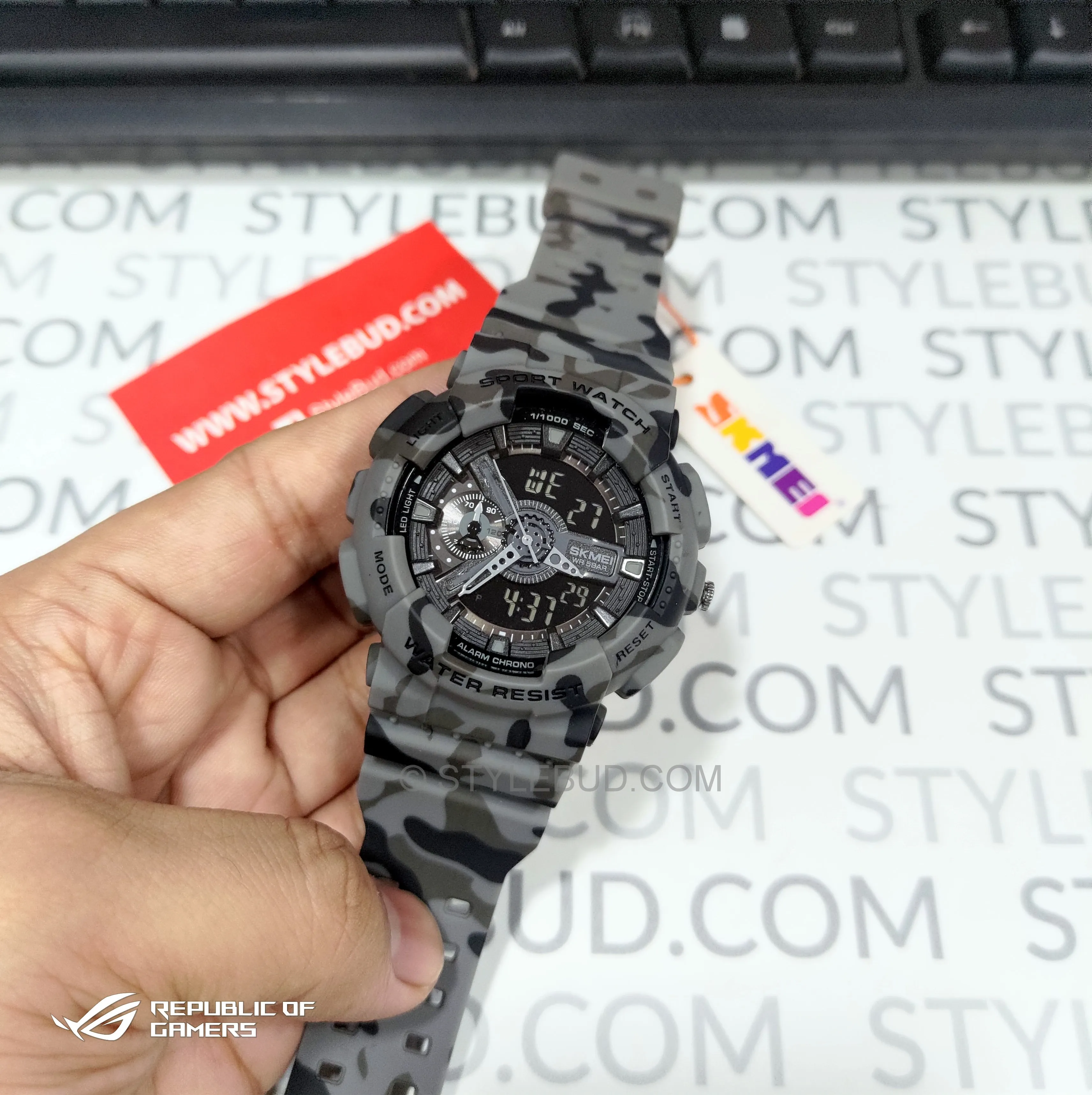 WW1518 SKMEI Sports Camouflage Dual Time Fiber Belt Watch 1688