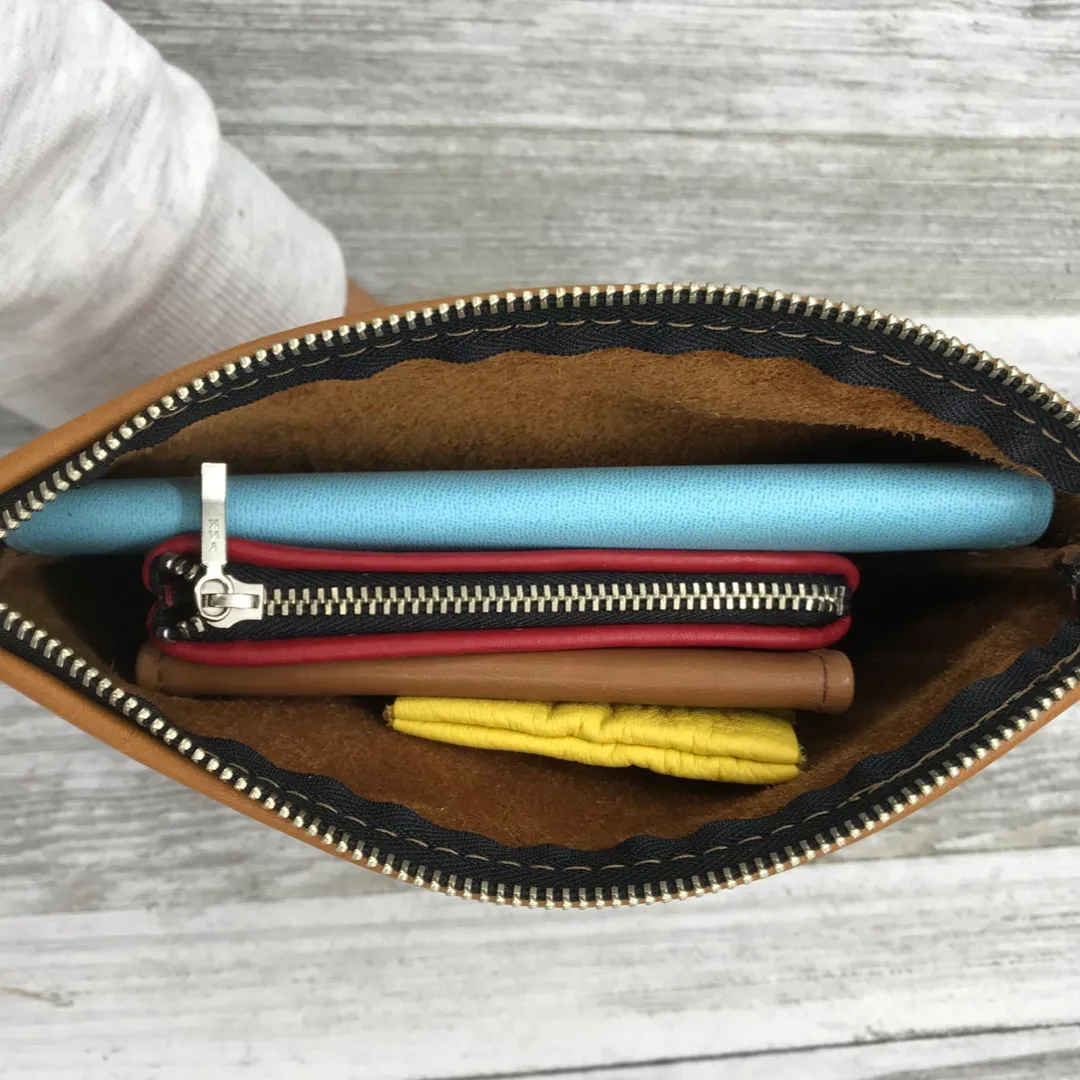 XL Leather Zipper Pouch (8" zipper)