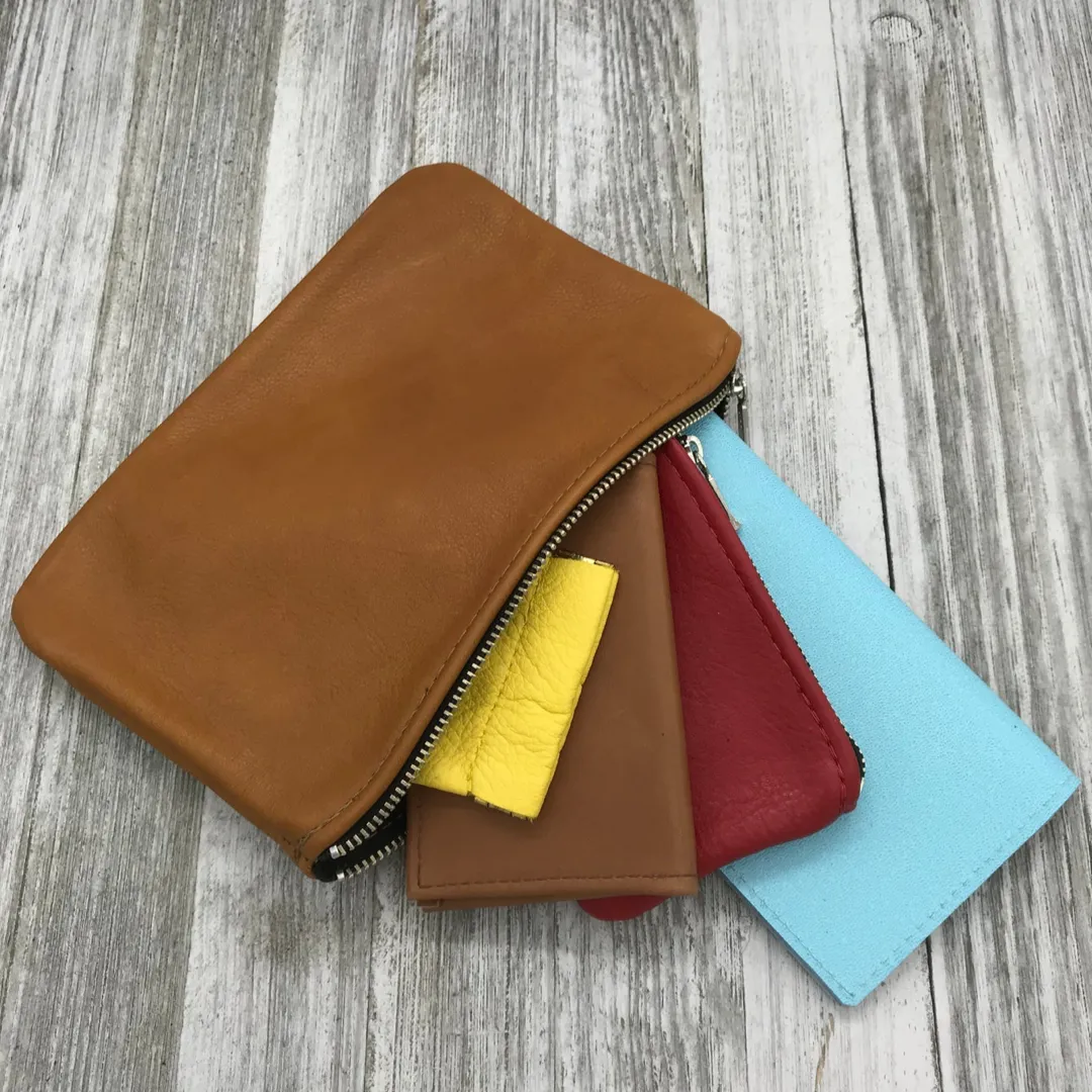 XL Leather Zipper Pouch (8" zipper)