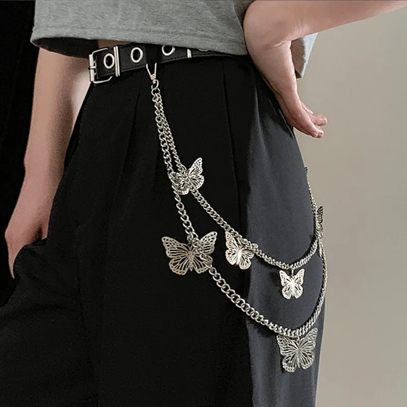 Y2k butterfly waist chain brooch