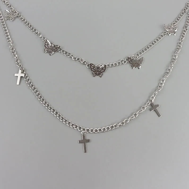 Y2k butterfly waist chain brooch