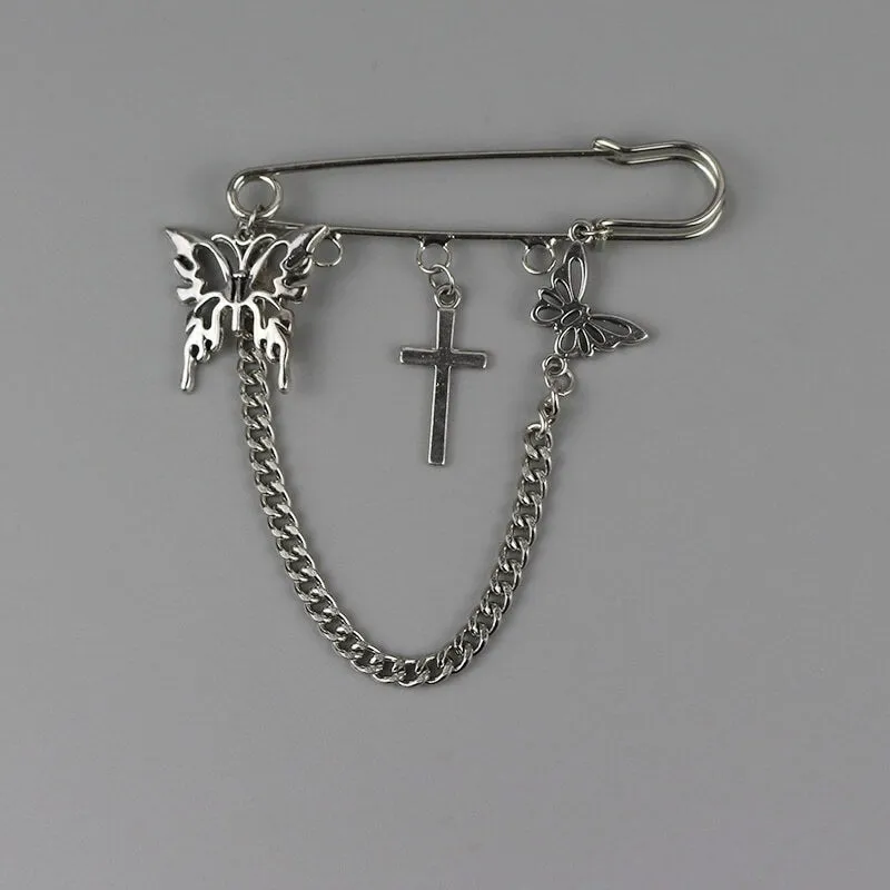 Y2k butterfly waist chain brooch