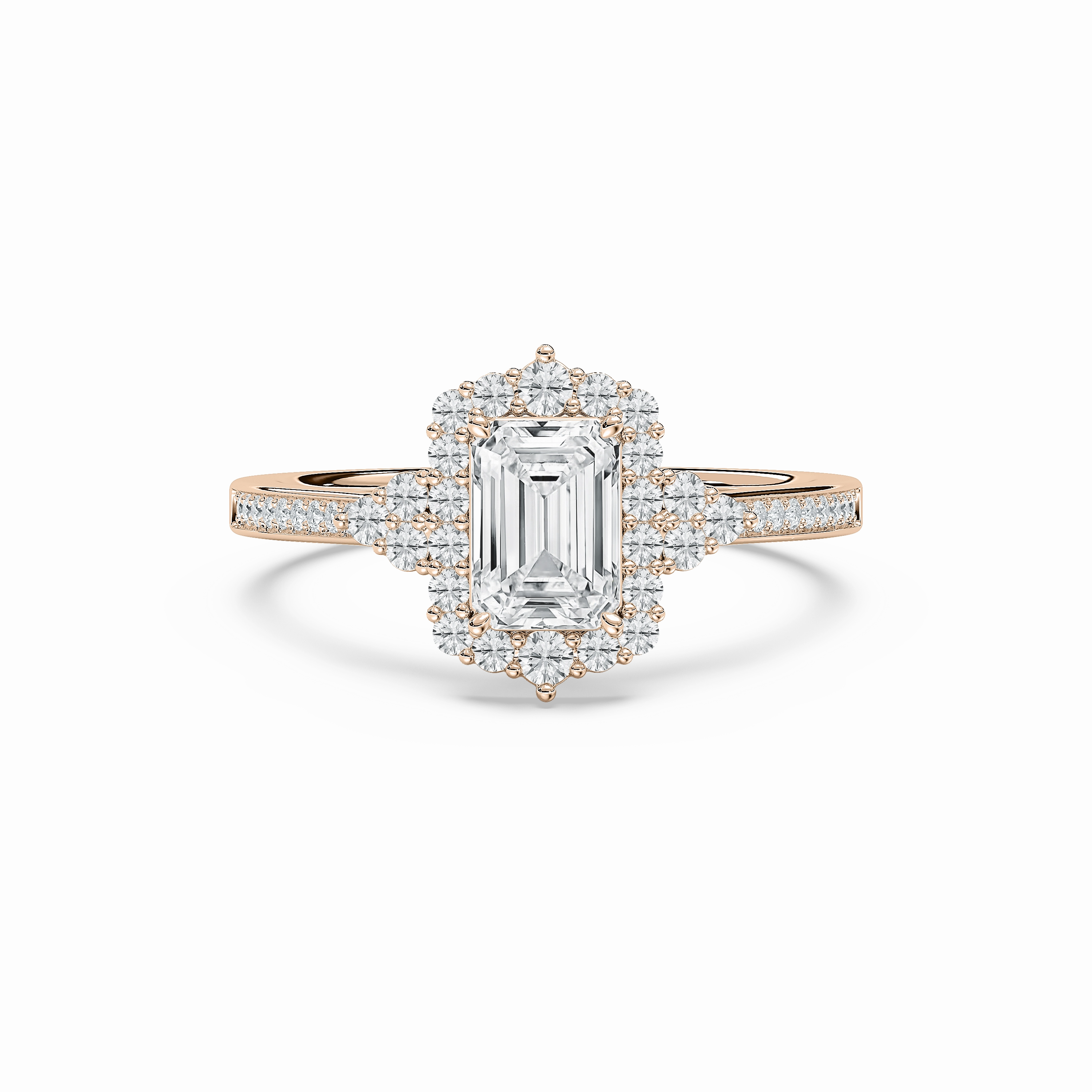 Durable Statement Low-Cost Item Yara 1 2?? ctw Emerald Lab Grown Diamond Channel Set Halo Engagement Ring