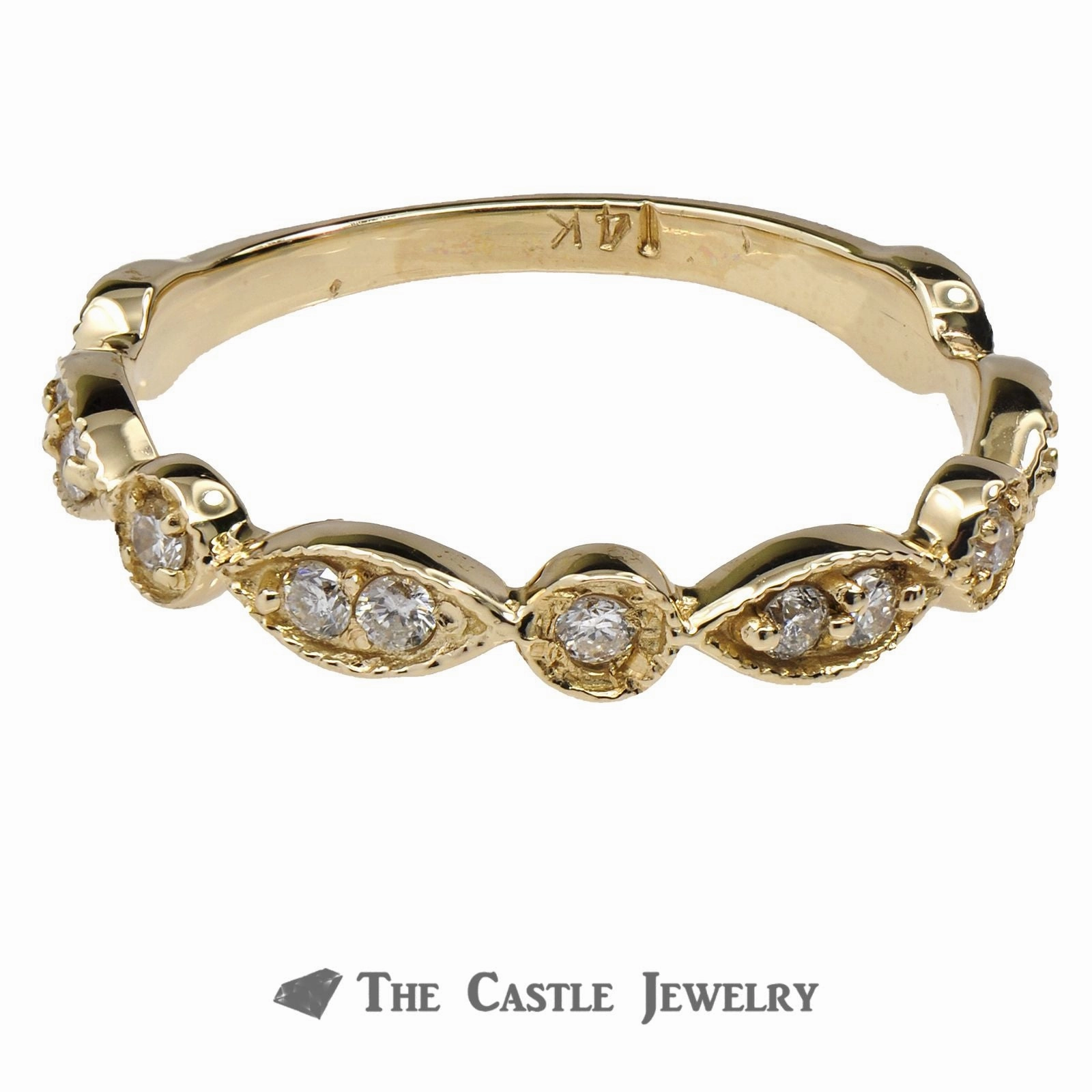 Minimal Mood Scratch Proof Stackable Diamond Band 1/4cttw with Alternating Patterns in 14K