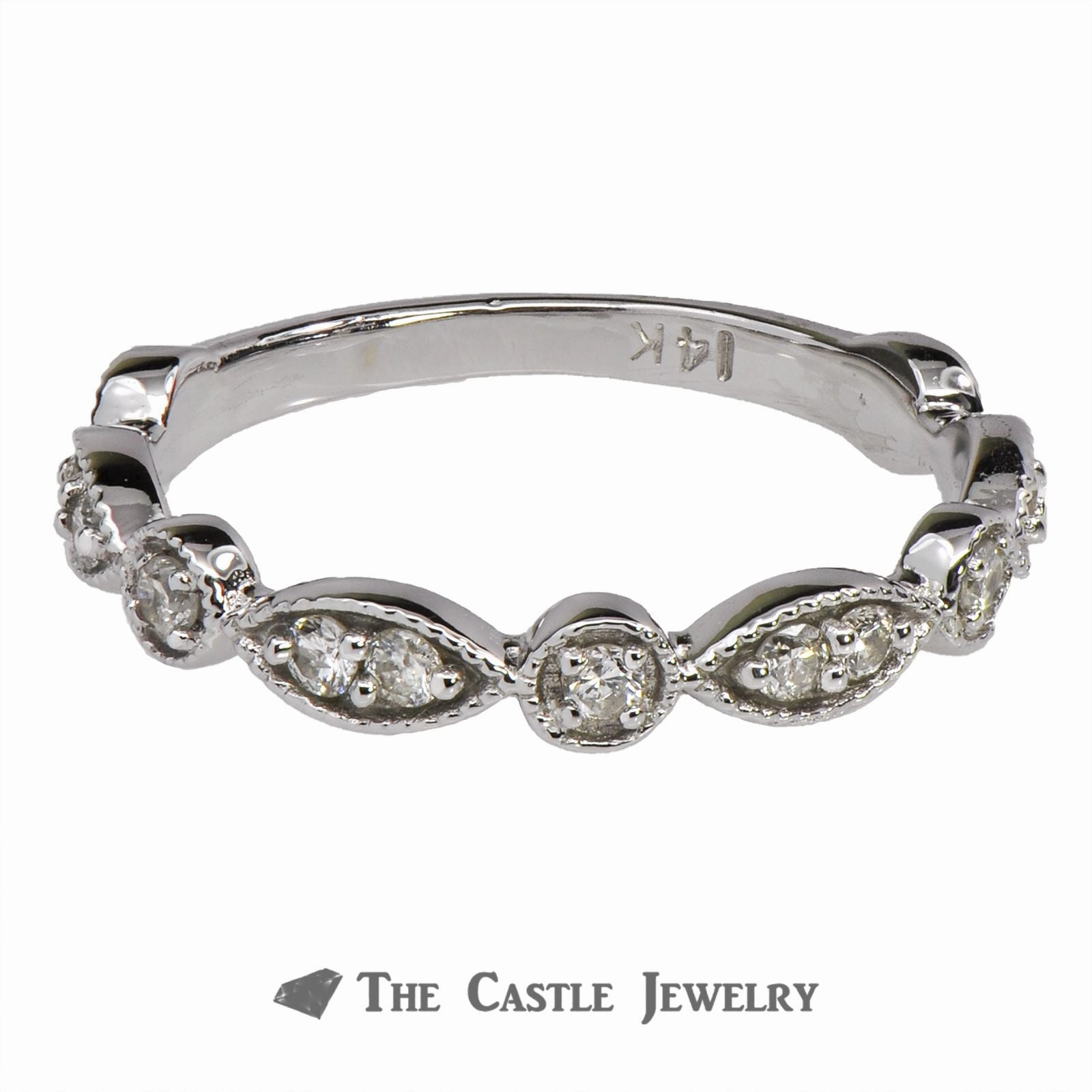 Stackable Diamond Band 1/4cttw with Alternating Patterns in 14K Everyday Fashion Holiday Gift