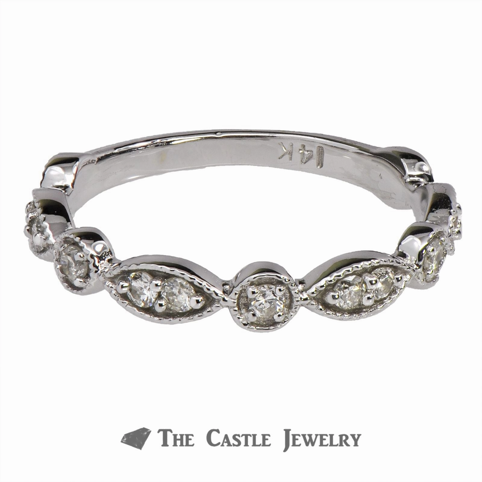 Stackable Diamond Band 1/4cttw with Alternating Patterns in 14K Unique Token Fantastic Piece