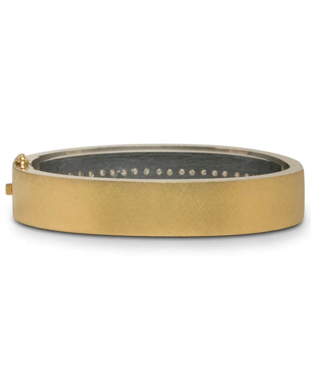 Yellow Gold and Diamond Wide Bangle Bracelet