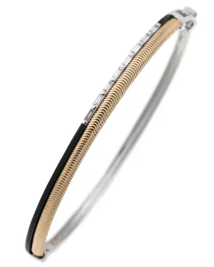 Yellow Gold Baguette Diamond Bar Oval Bracelet