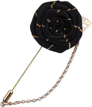 YOOE Men Cloth Rose Flower with Gold Leaf Brooch. Red Blue Rose Floral Lapel Stick Handmade Boutonniere Pins for Suit,Lapel Pin Wedding Brooch