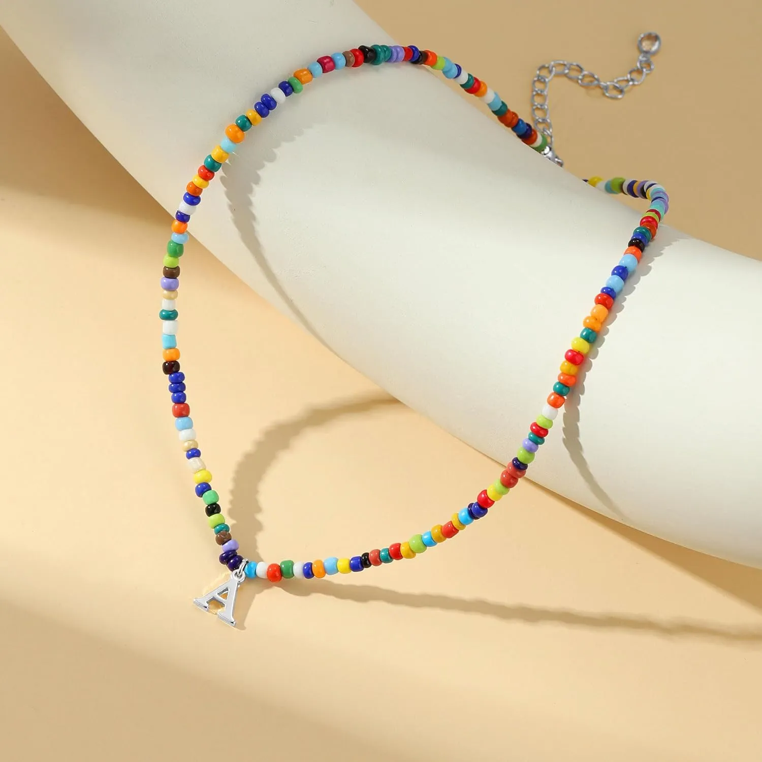 Yoosteel Colorful Beaded Initial Necklaces for Girls Kids Graduation Gifts - Cute Initial Necklaces for Teen Girl Women Trendy Letter Necklace Jewelry for Girls Birthday Graduation Gifts
