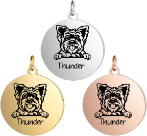 Yorkie -Silver Gold and Rose Gold Engraved Charms For Earings Bracelets Necklace- Keyrings -Custom Charms- Personalized Charms - Laser engraved charms -