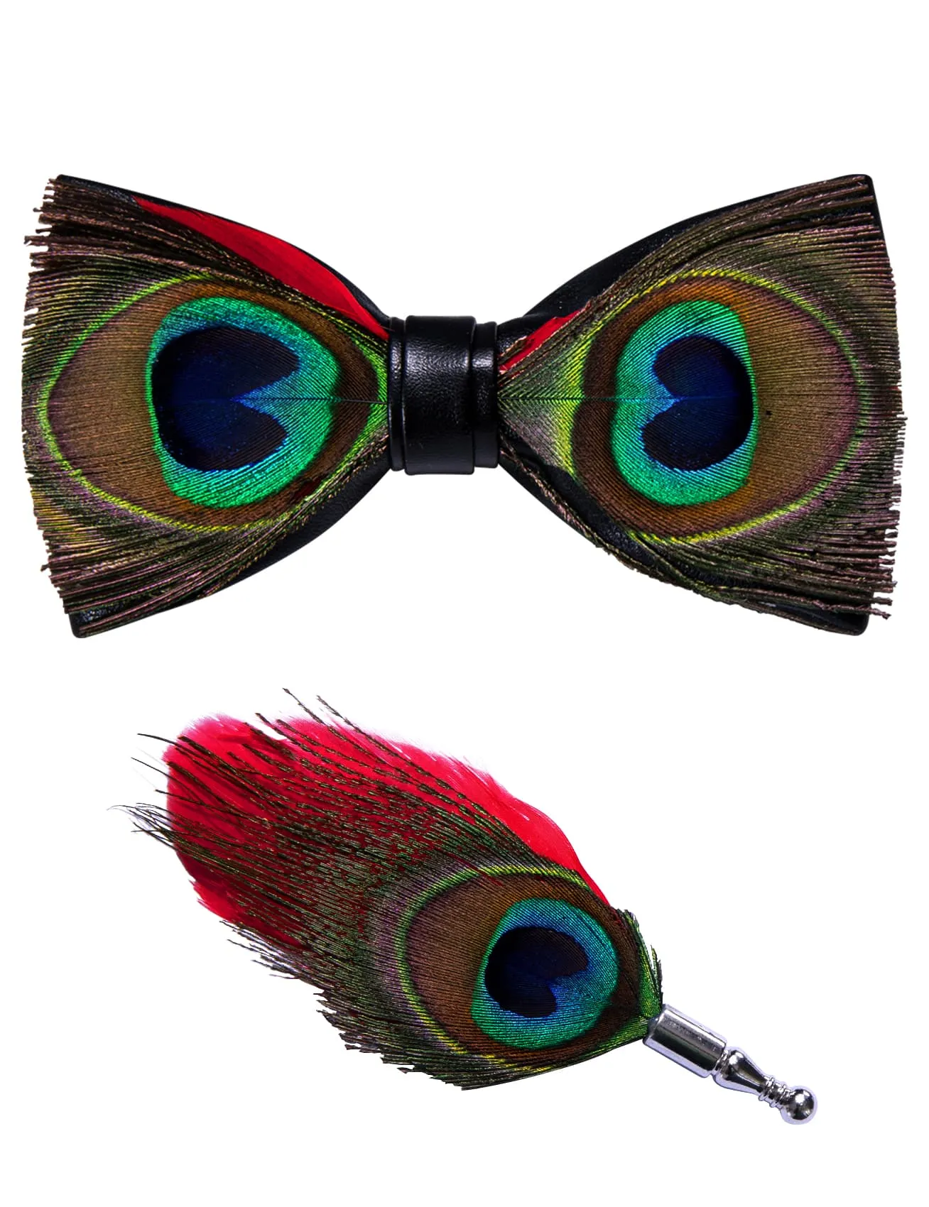 YourTies Brown Blue Novelty Pattern Mens Pre-tied Bowtie Feather Bow Ties