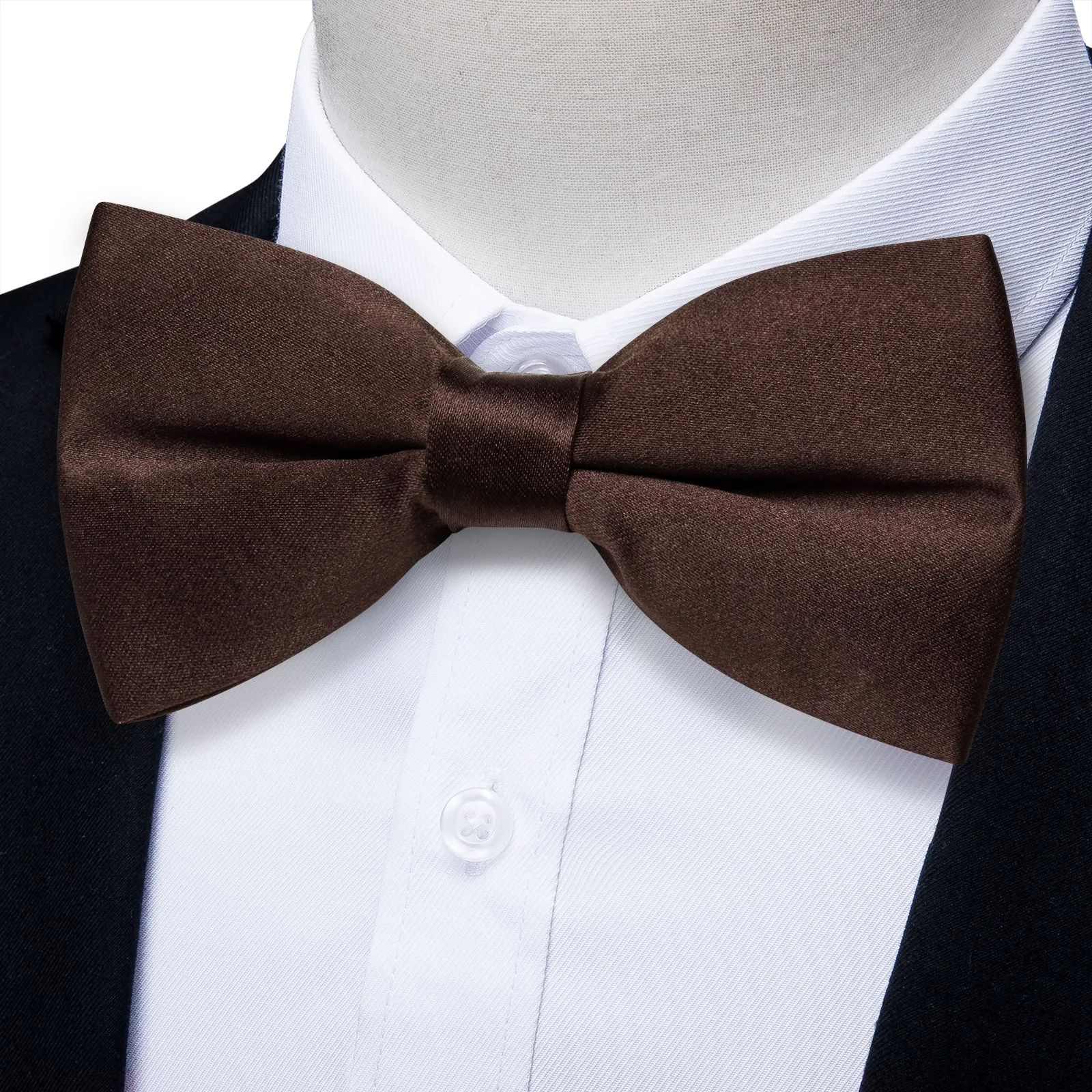 YourTies Brown Neck Tie Solid Pre-tied Bowtie