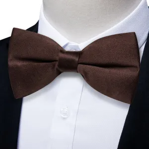YourTies Brown Neck Tie Solid Pre-tied Bowtie