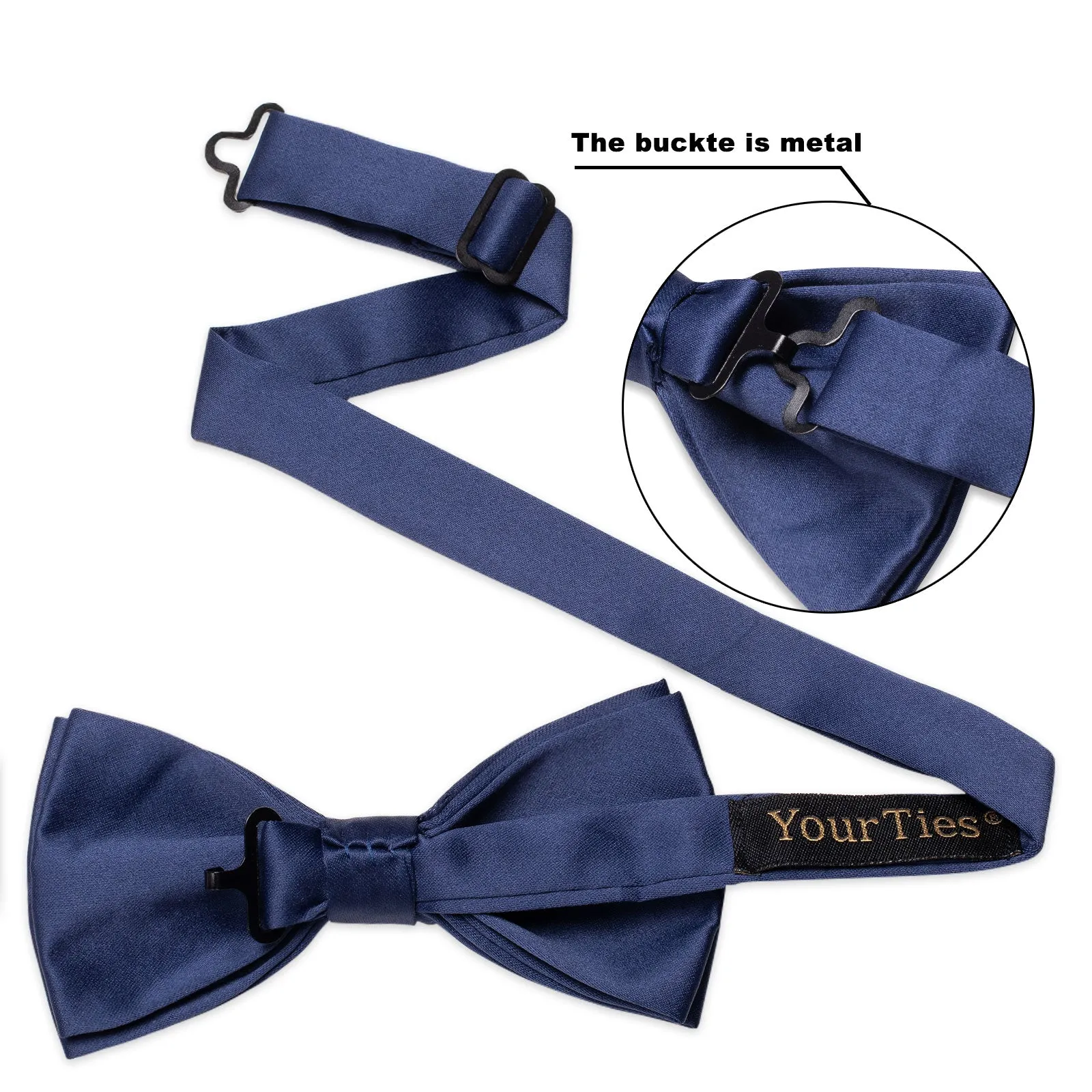 YourTies Dark Blue Men's Tie Navy Blue Solid Pre-tied Bowtie